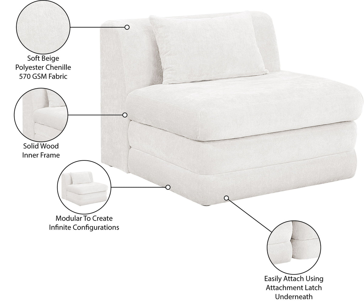 Stellar - Chenille Fabric Upholstered Modular Armless Chair
