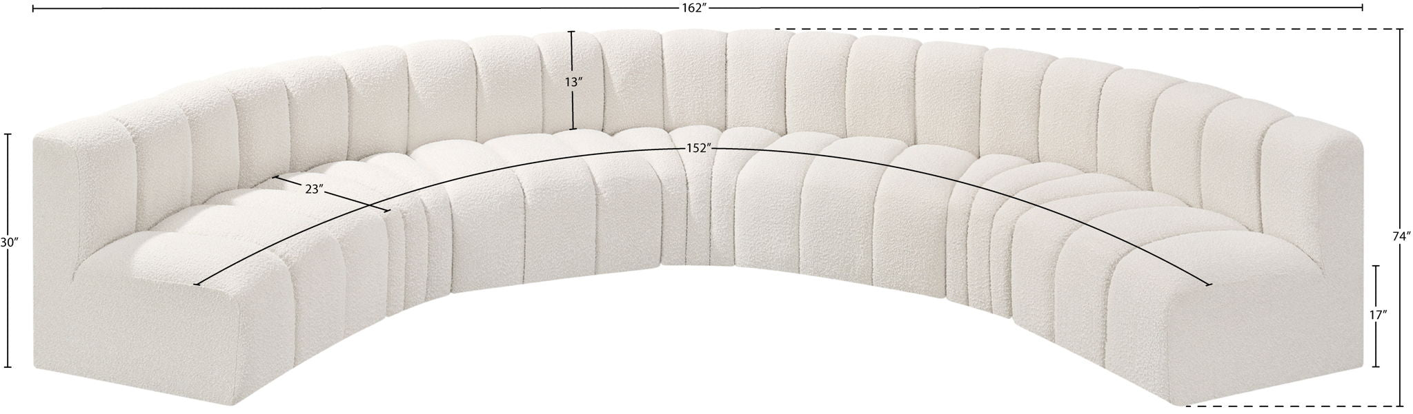 Arc - Boucle Fabric 7 Piece U-Shaped Modular Sofa