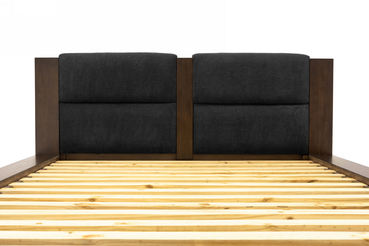 Fantasia - Contemporary Dark Walnut and Dark Grey Bed