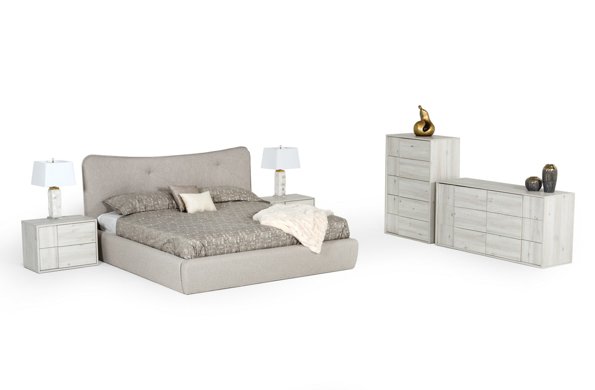 Alessia - Eastern King Italian Modern Light Grey Upholstered Bed