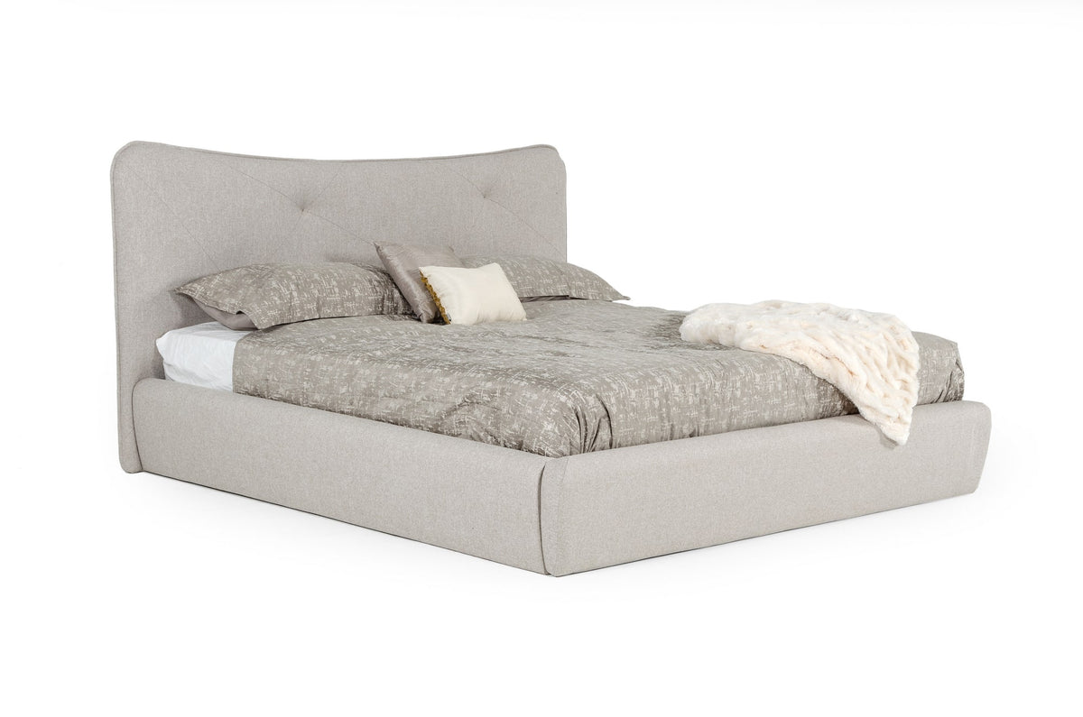 Alessia - Queen Italian Modern Light Grey Upholstered Bed