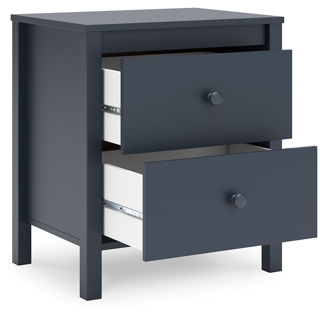 Simmenfort - Two Drawer Night Stand - Navy Blue