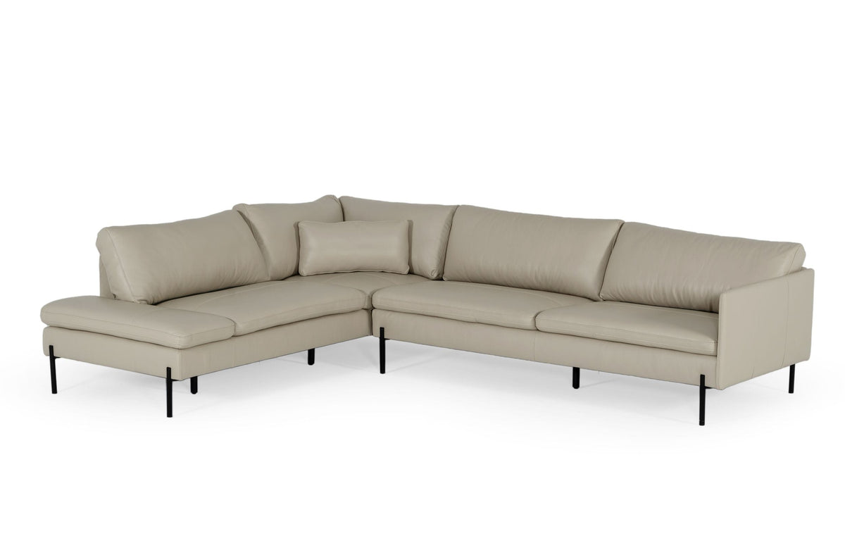 Sherry - Modern Grey Leather Left Facing Sectional Sofa