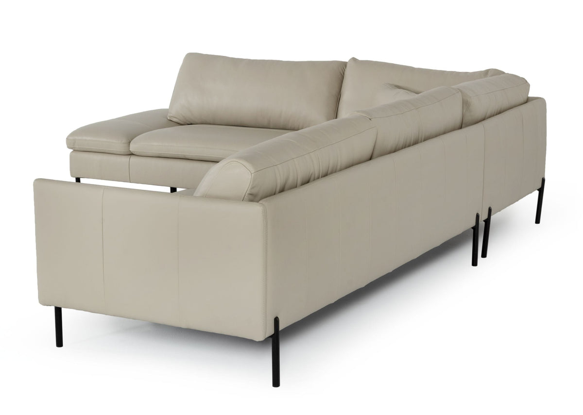 Sherry - Modern Grey Leather Left Facing Sectional Sofa