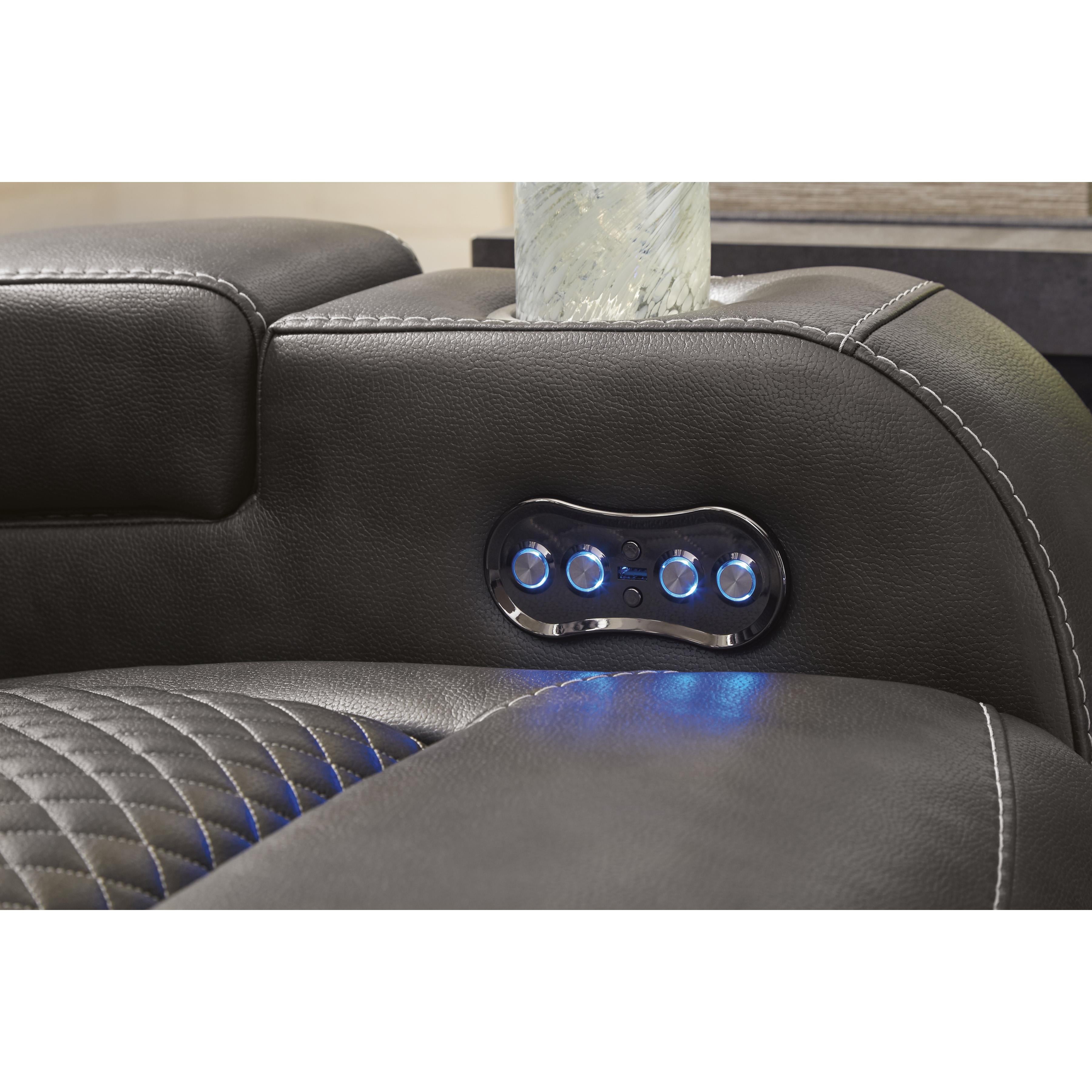 Signature Design by Ashley Fyne-Dyme Power Reclining Leather Look Loveseat with Console 3660218 IMAGE 11