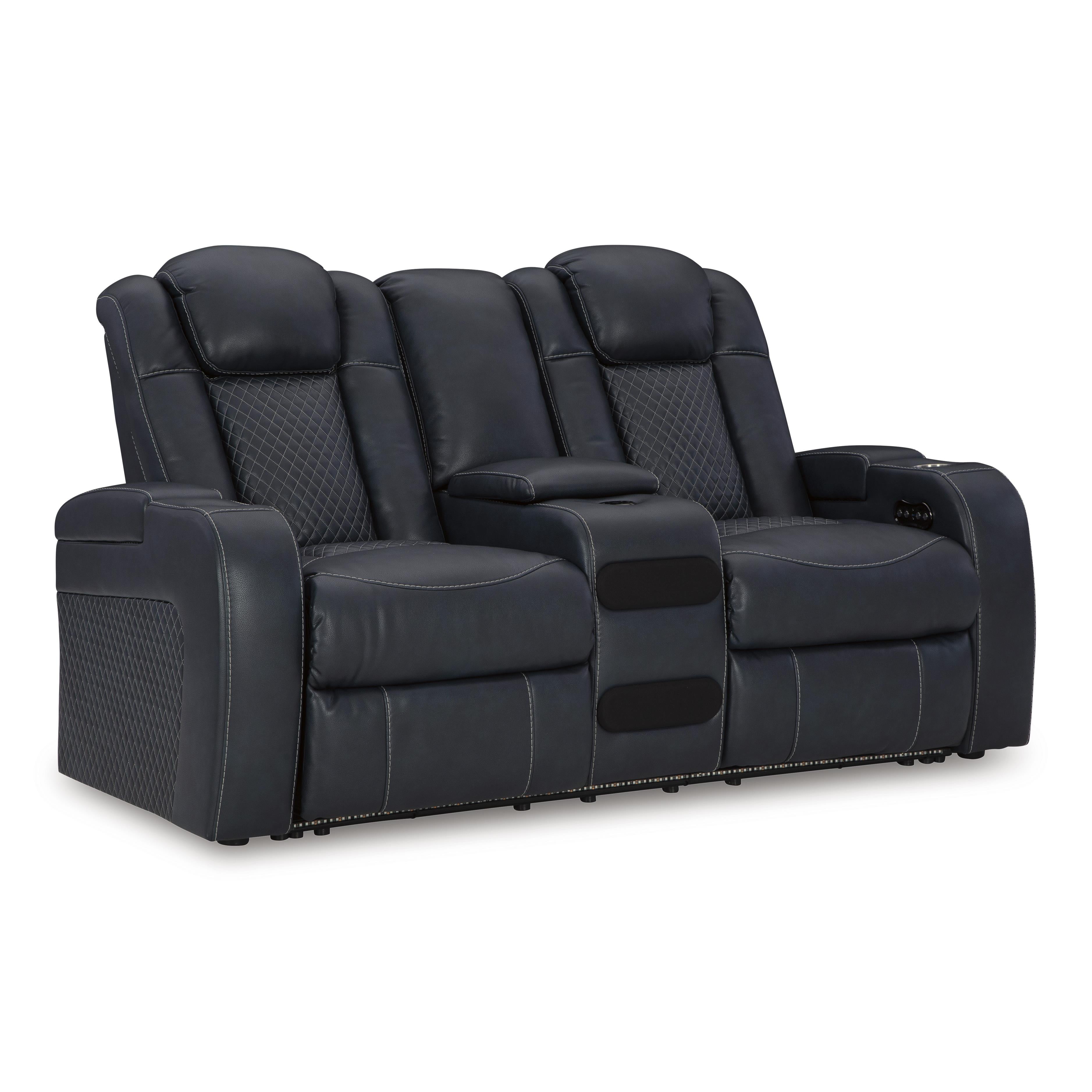 Signature Design by Ashley Fyne-Dyme Power Reclining Leather Look Loveseat with Console 3660318 IMAGE 1