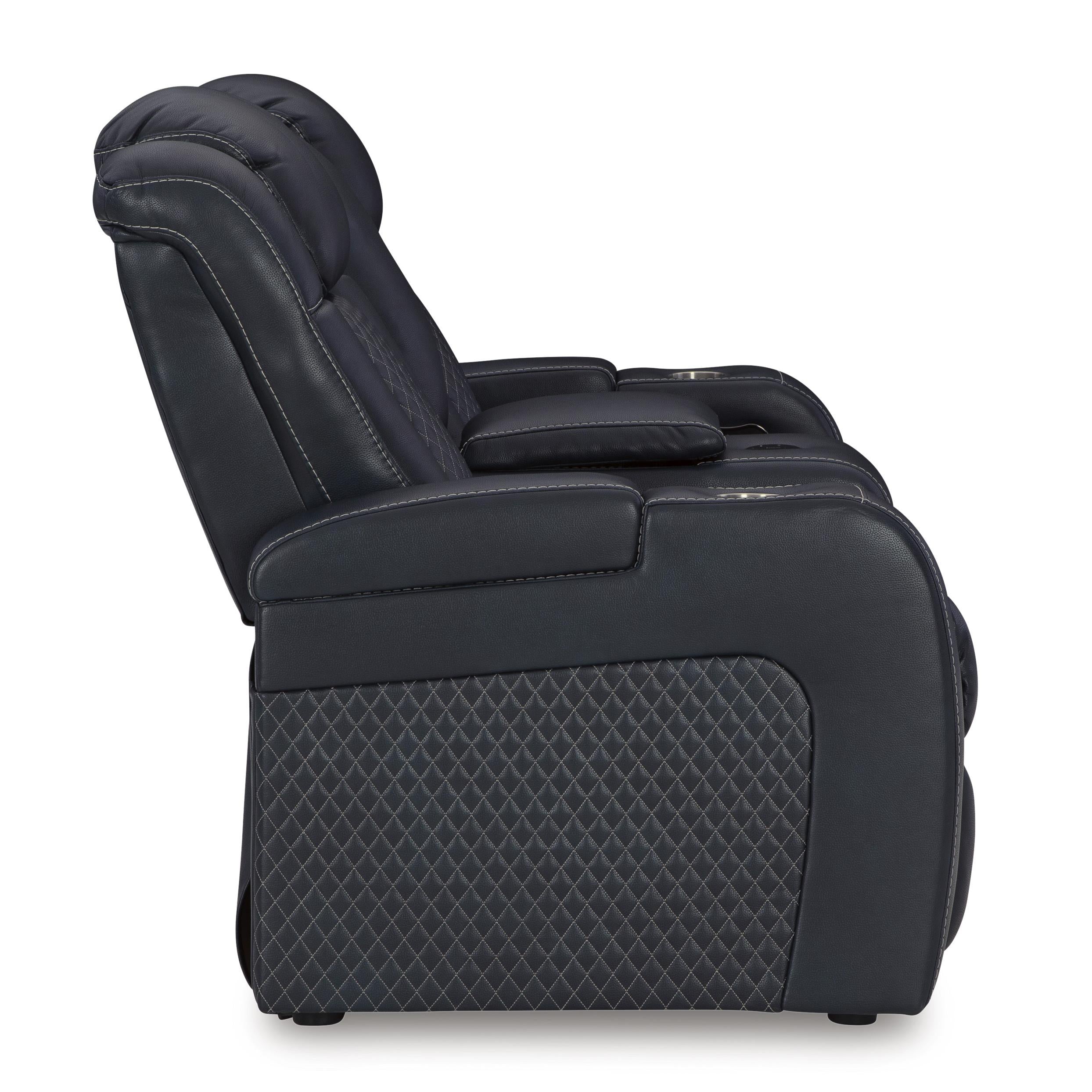 Signature Design by Ashley Fyne-Dyme Power Reclining Leather Look Loveseat with Console 3660318 IMAGE 4