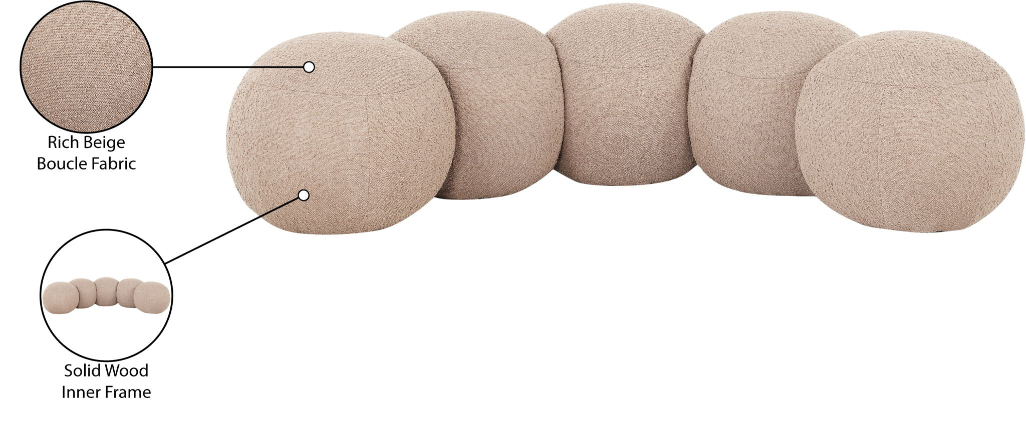 Apollo - Boucle Fabric Bench