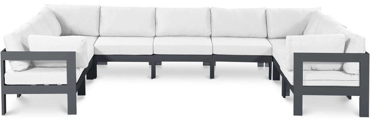Nizuc - Outdoor Patio 9 Piece Modular Sectional With Gray Frame