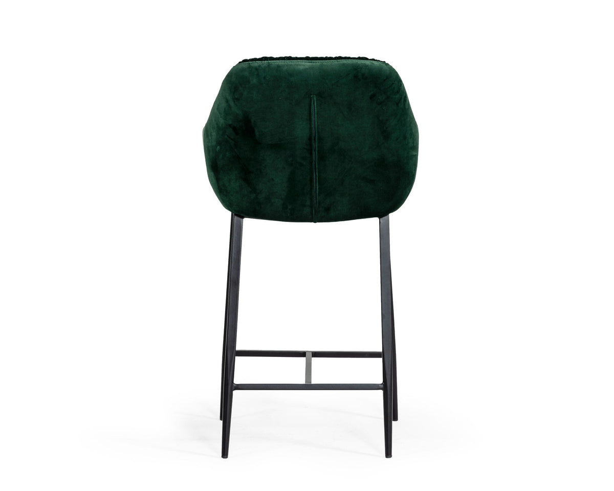 Katrina - Modern Green Fabric Bar Stool