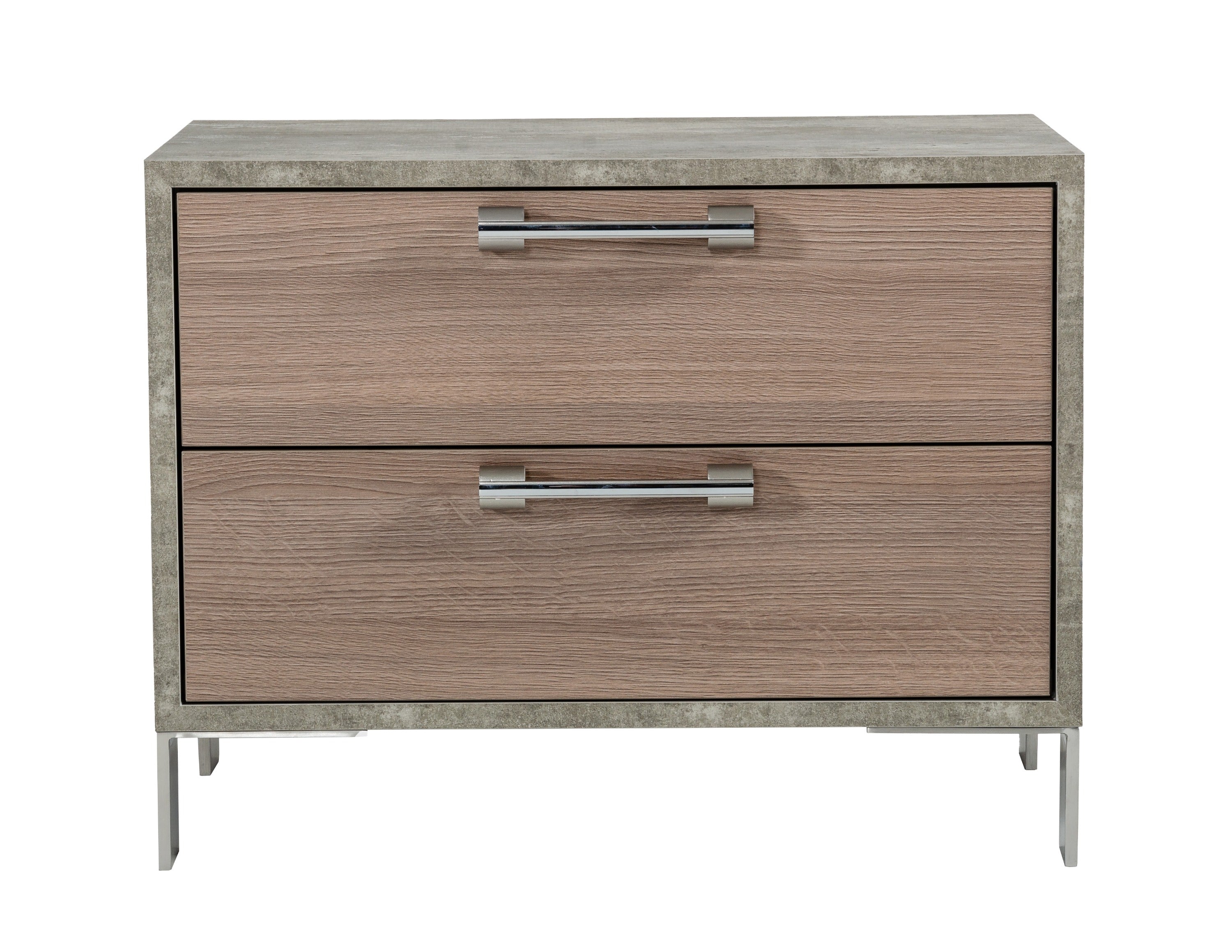 Nova Domus Boston - Modern Brown Oak & Brushed Stainless Steel Nightstand