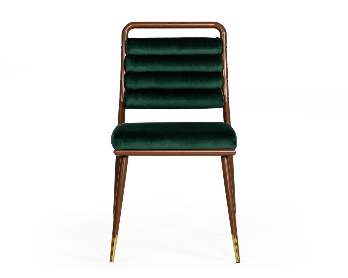 Biscay - Modern Dark Green & Walnut Steel Dining Chair