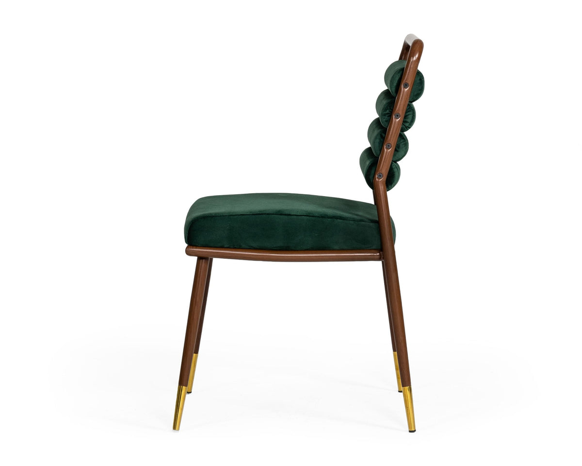 Biscay - Modern Dark Green & Walnut Steel Dining Chair