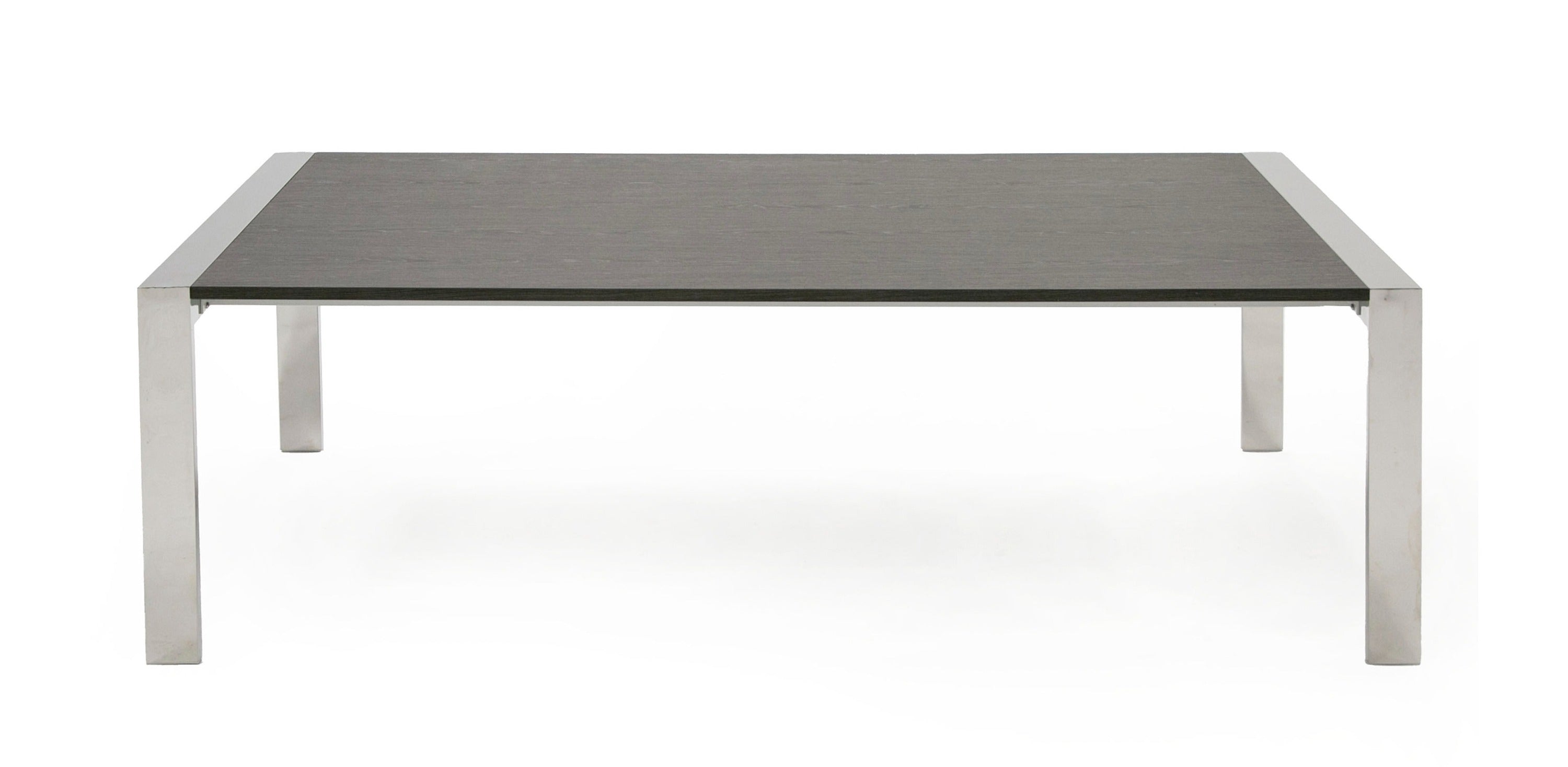 Modrest Fauna - Modern Elm Grey & Stainless Steel Chrome Dining Table