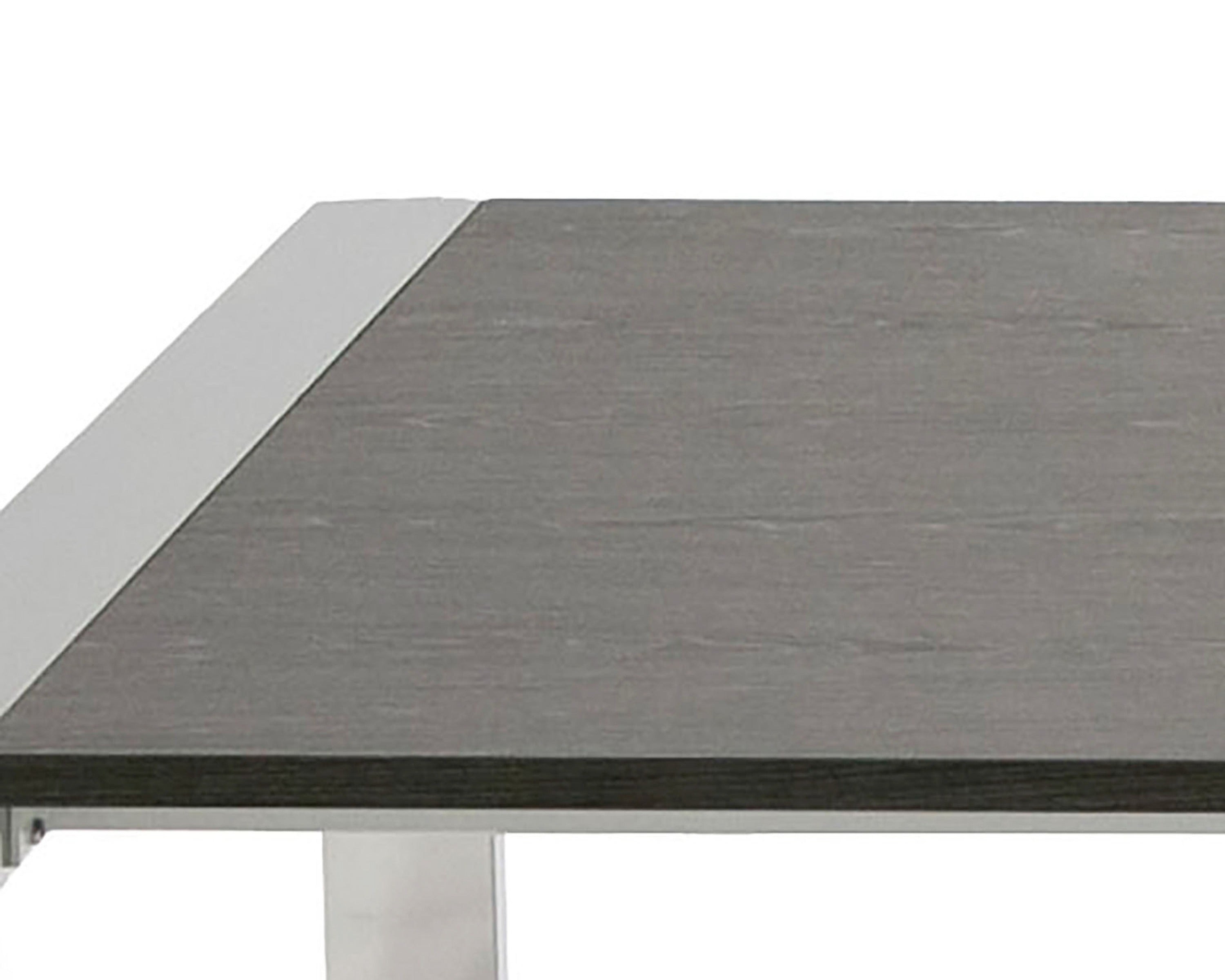 Modrest Fauna - Modern Elm Grey & Stainless Steel Chrome Dining Table