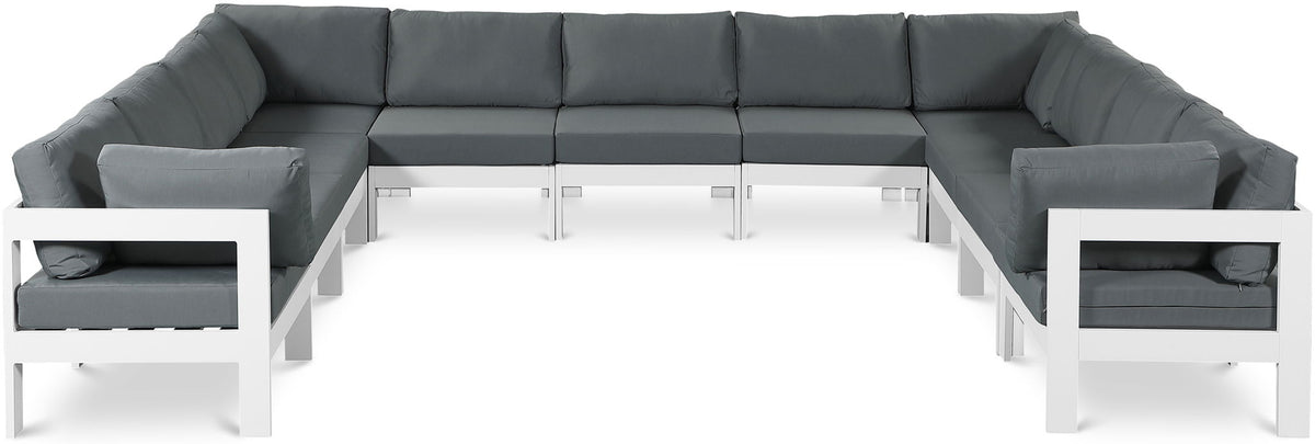 Nizuc - Outdoor Patio 11 Piece Modular Sectional With White Frame