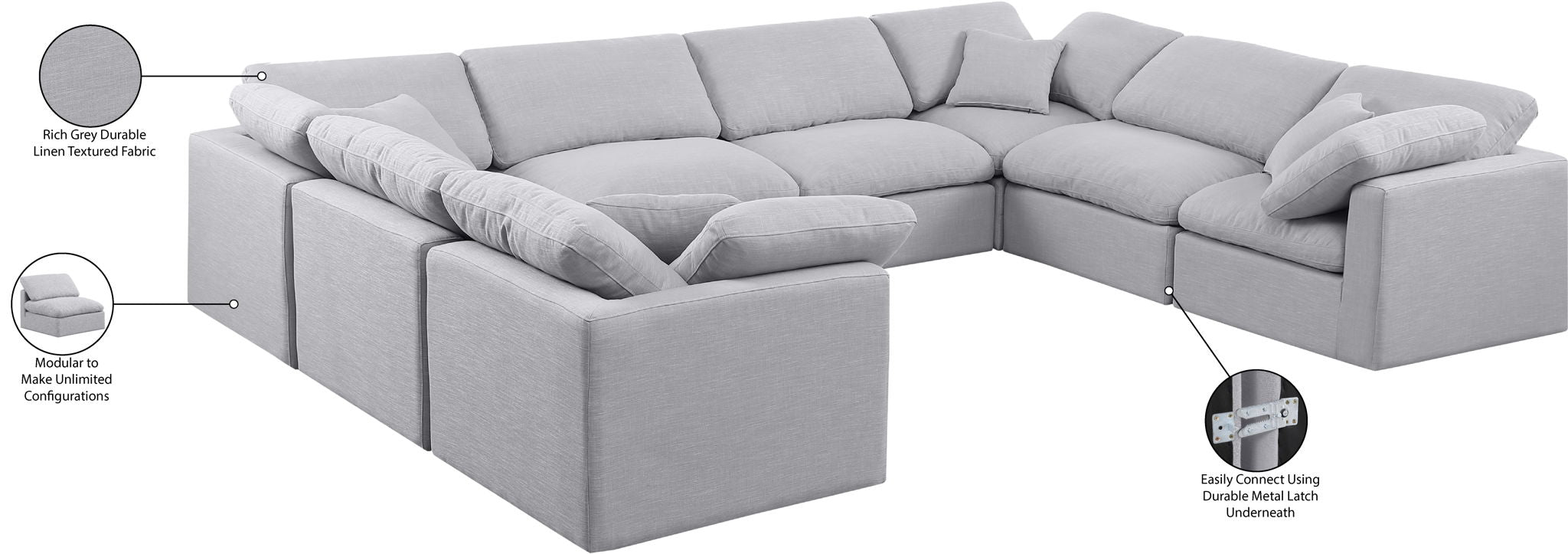 Indulge - Linen 8 Piece Modular Sectional