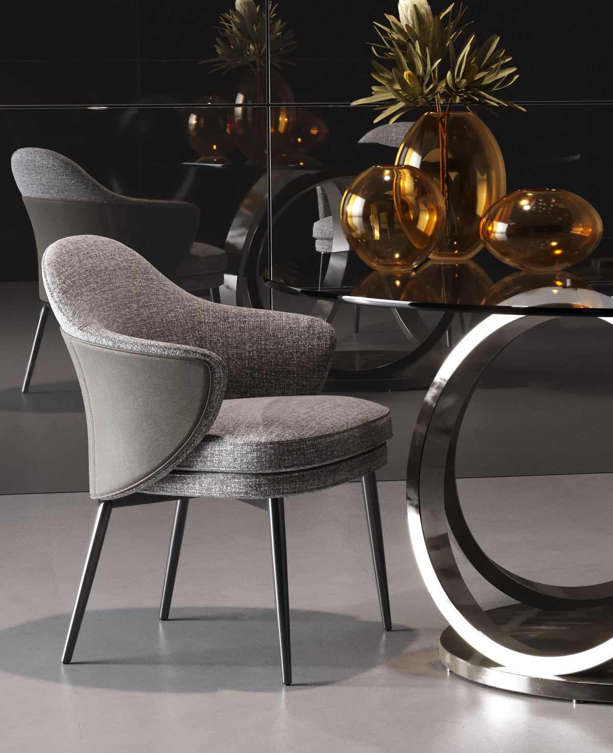 Cora - Modern Grey Fabric & Leatherette Dining Chair