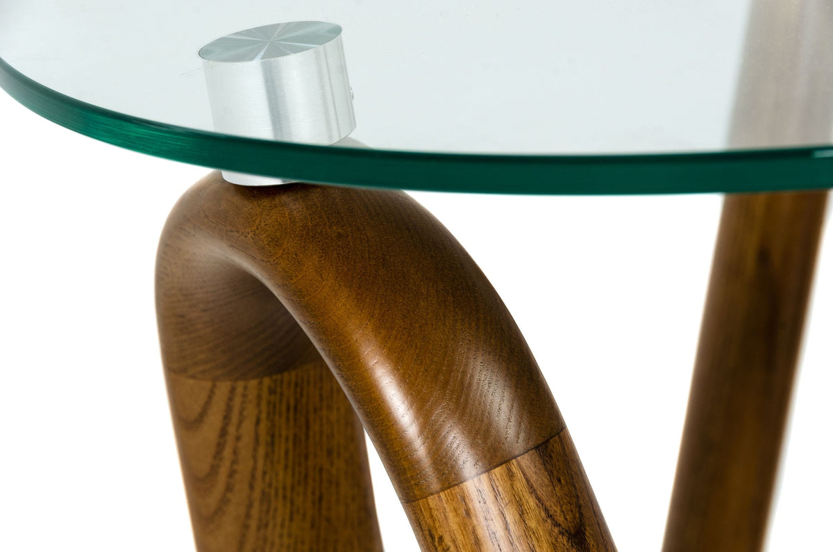 Lassen - Modern Glass & Walnut End Table