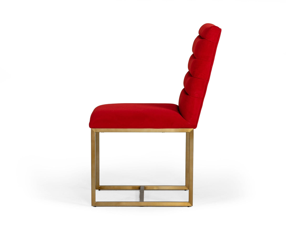Barker - Modern Bright Orange & Brush Gold Dining Chair (Set of 2)