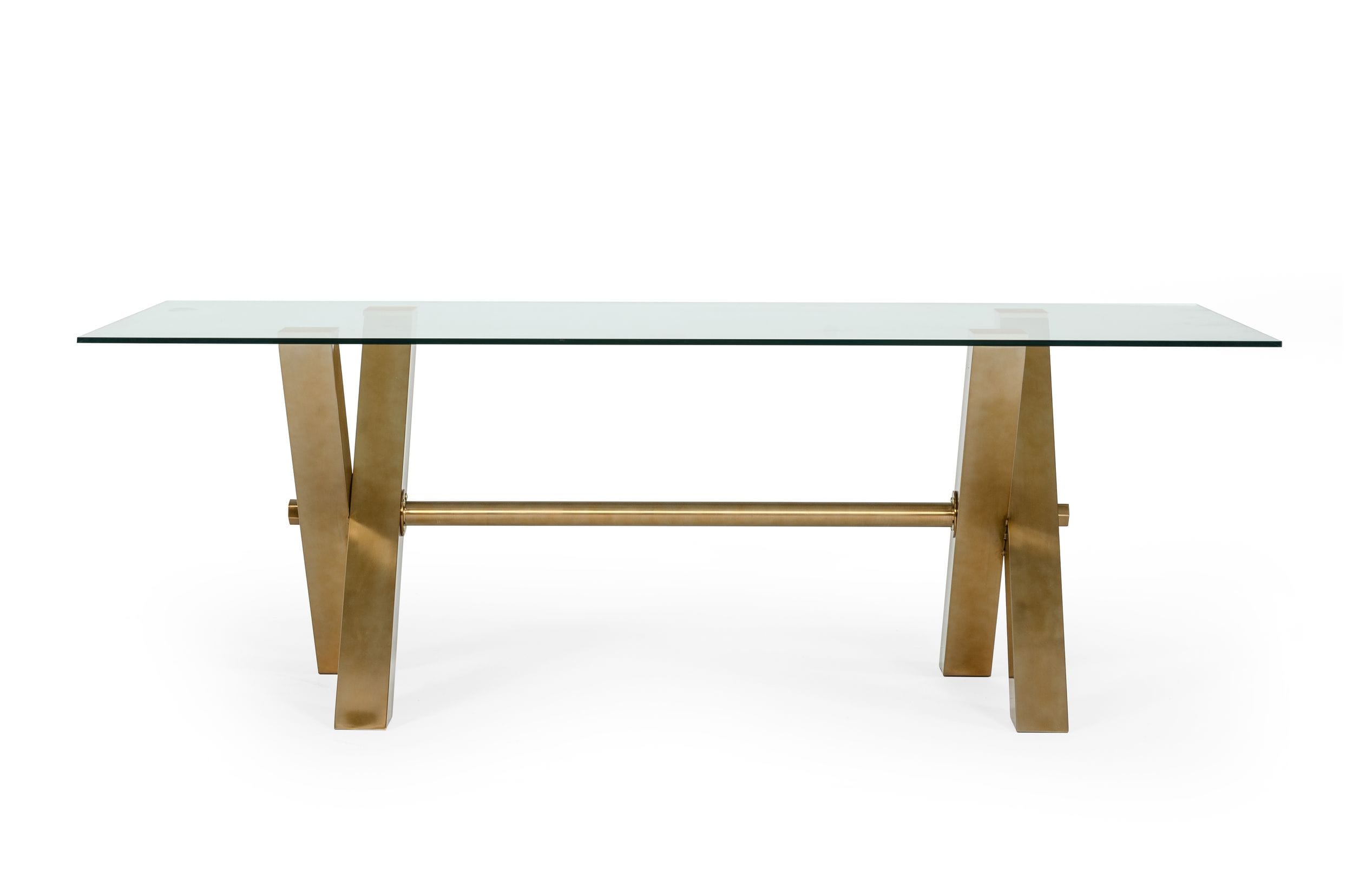 Modrest Dandy - Modern Golden & Glass Dining Table