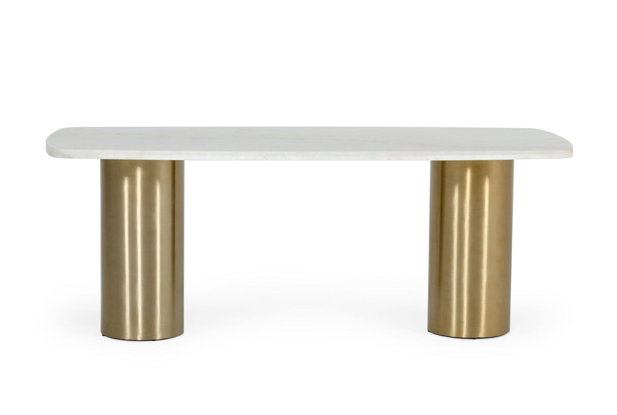 Rocky - Glam White Marble & Brush Gold Dining Table
