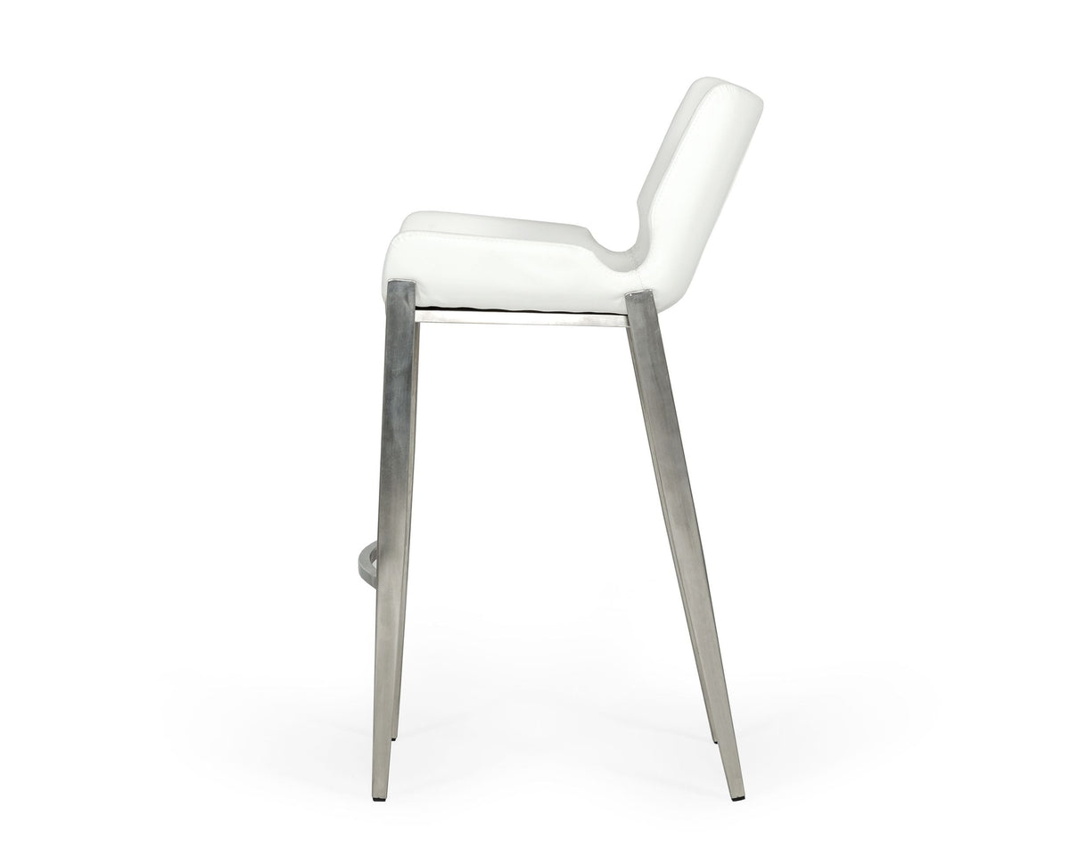 Dave - Modern White Leatherette Bar Stool (Set of 2)
