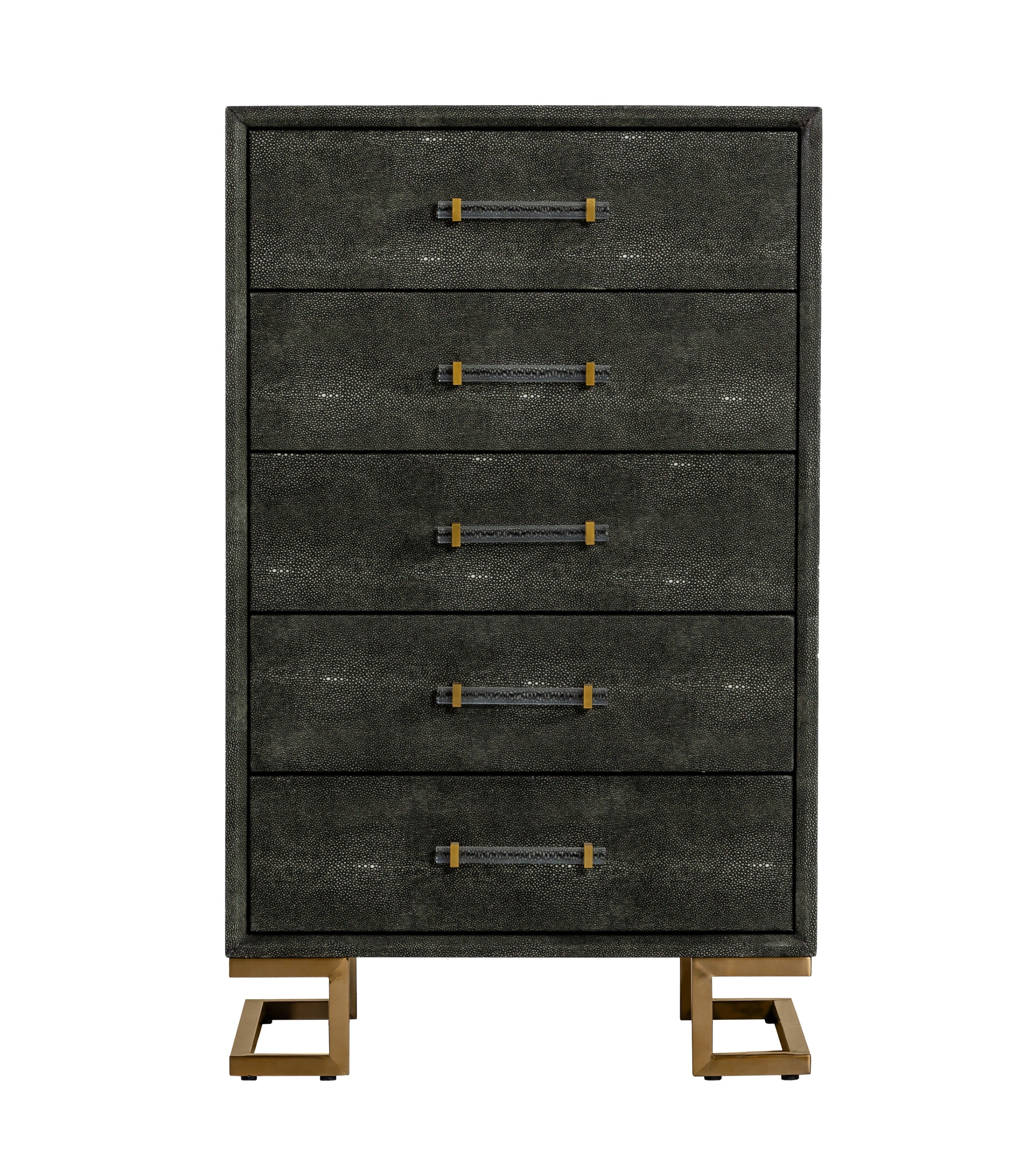 Modrest Howard - Modern Shagreen Grey Leatherette & Gold Chest
