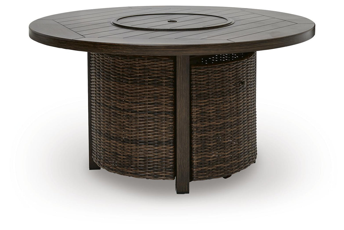 Monterey Point - Round Fire Pit Table - Dark Brown