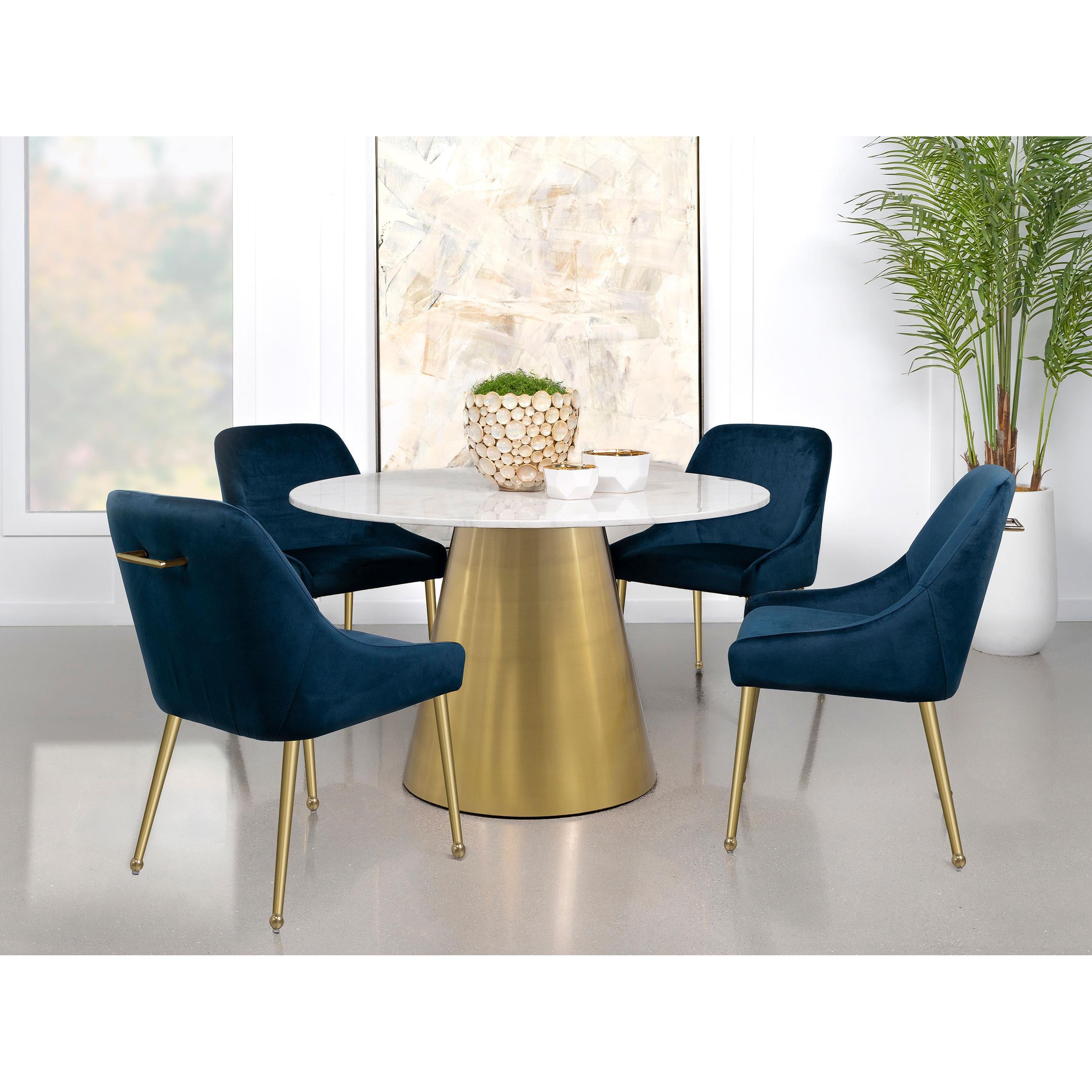 Diamond Modern Furniture COA Round Ambrose Dining Table with Marble Top and Pedestal Base 107600 IMAGE 11