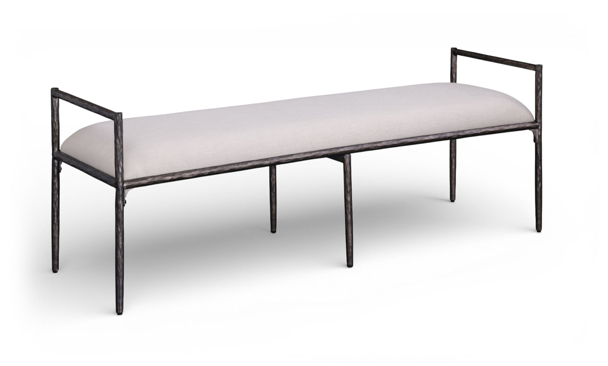 Axis - Linen Textured Beige Fabric Upholstered Bench