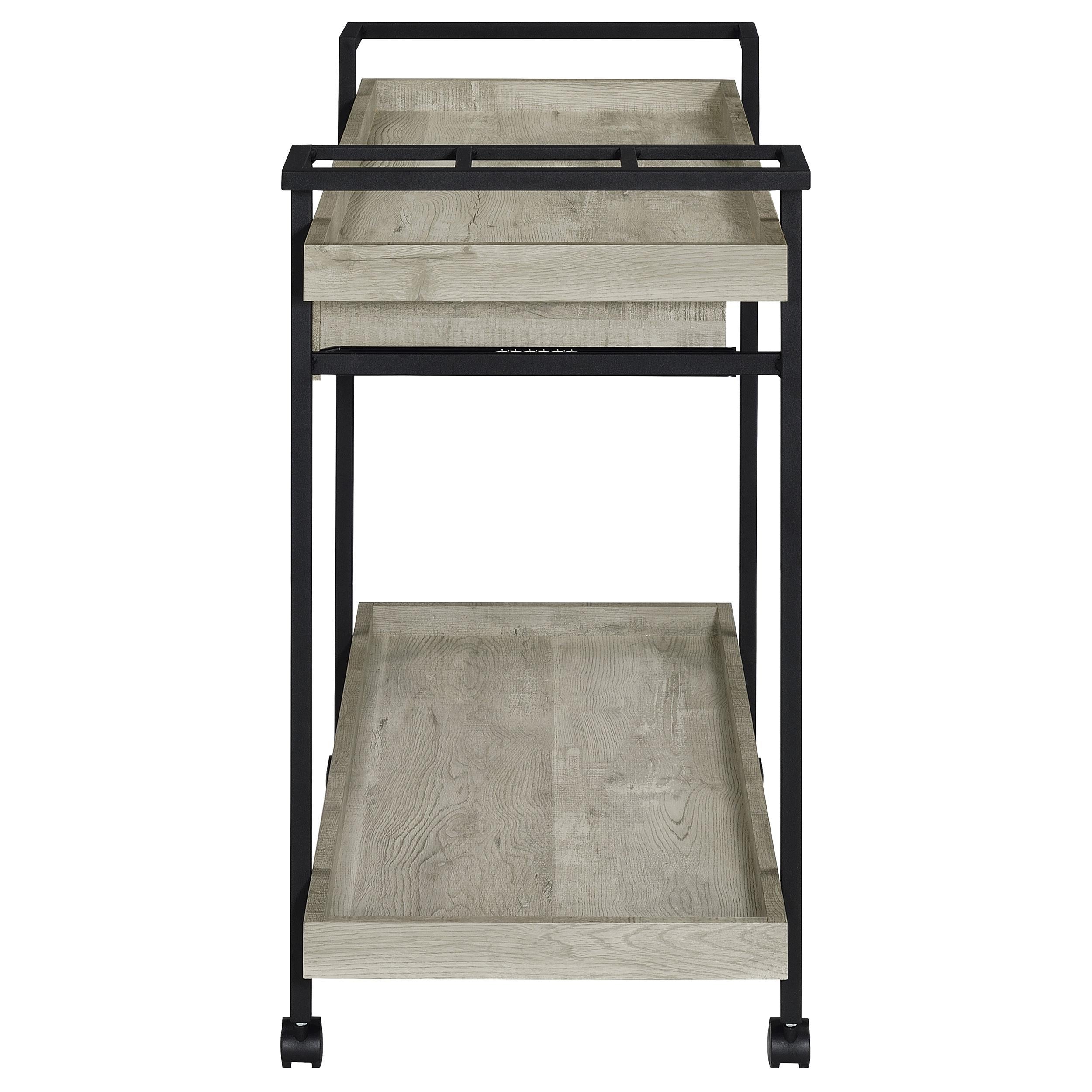 Coaster Furniture Ventura 181005 2-Tier Bar Cart with Storage Drawer - Grey Driftwood IMAGE 5