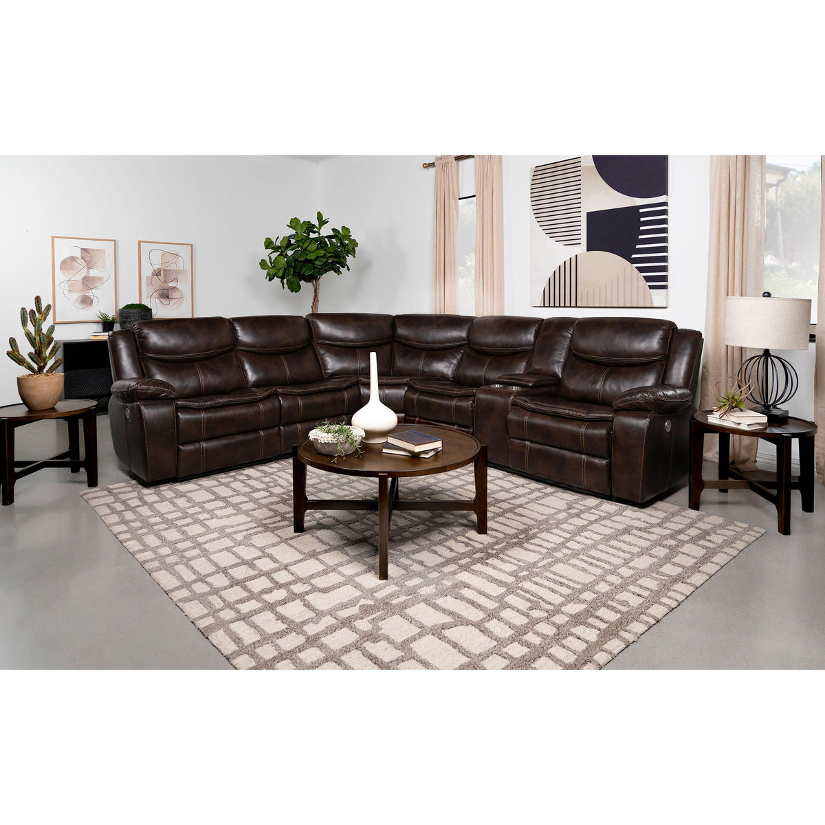 Sycamore Power Reclining Leatherette Sectional 610200P