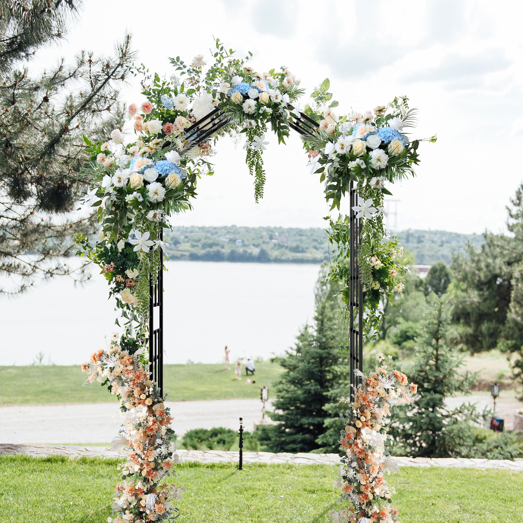 Garden Arch With Adjustable Width Climbing Plants Support - Black
