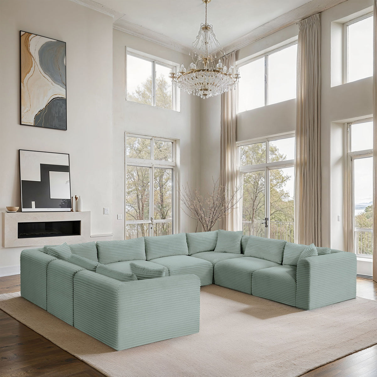 Shaggy - 8 Piece Modular U-Shaped Sectional