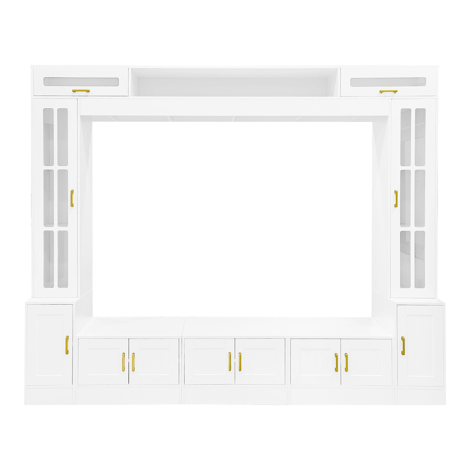 Wall Unit Entertainment Center With Bookshelves For TVs Up To 80"