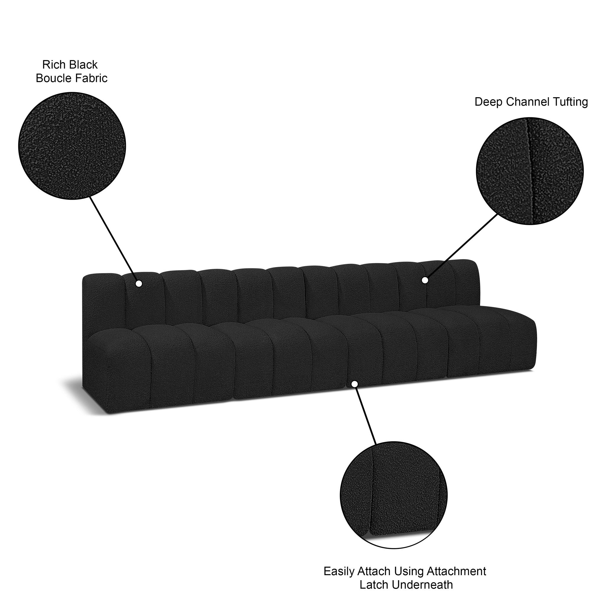 Arc - Boucle Fabric 4 Seats Modular Sofa