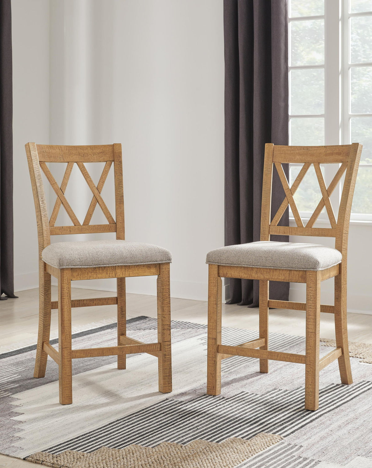 Havonplane - Upholstered Barstool (Set of 2) - Brown