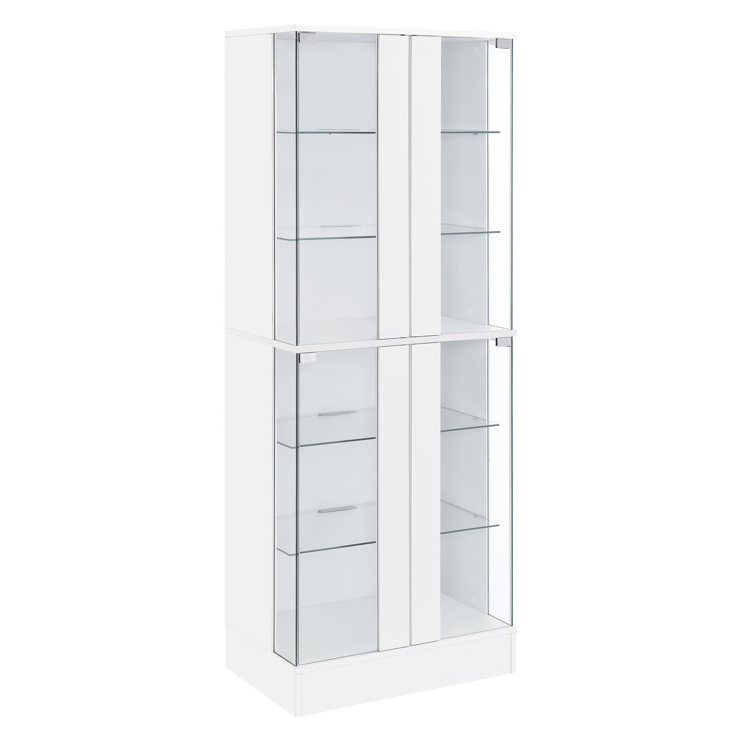 Coaster Furniture Cabra 950397 Display Case Curio Cabinet with Glass Shelves and LED Lighting - White High Gloss IMAGE 1