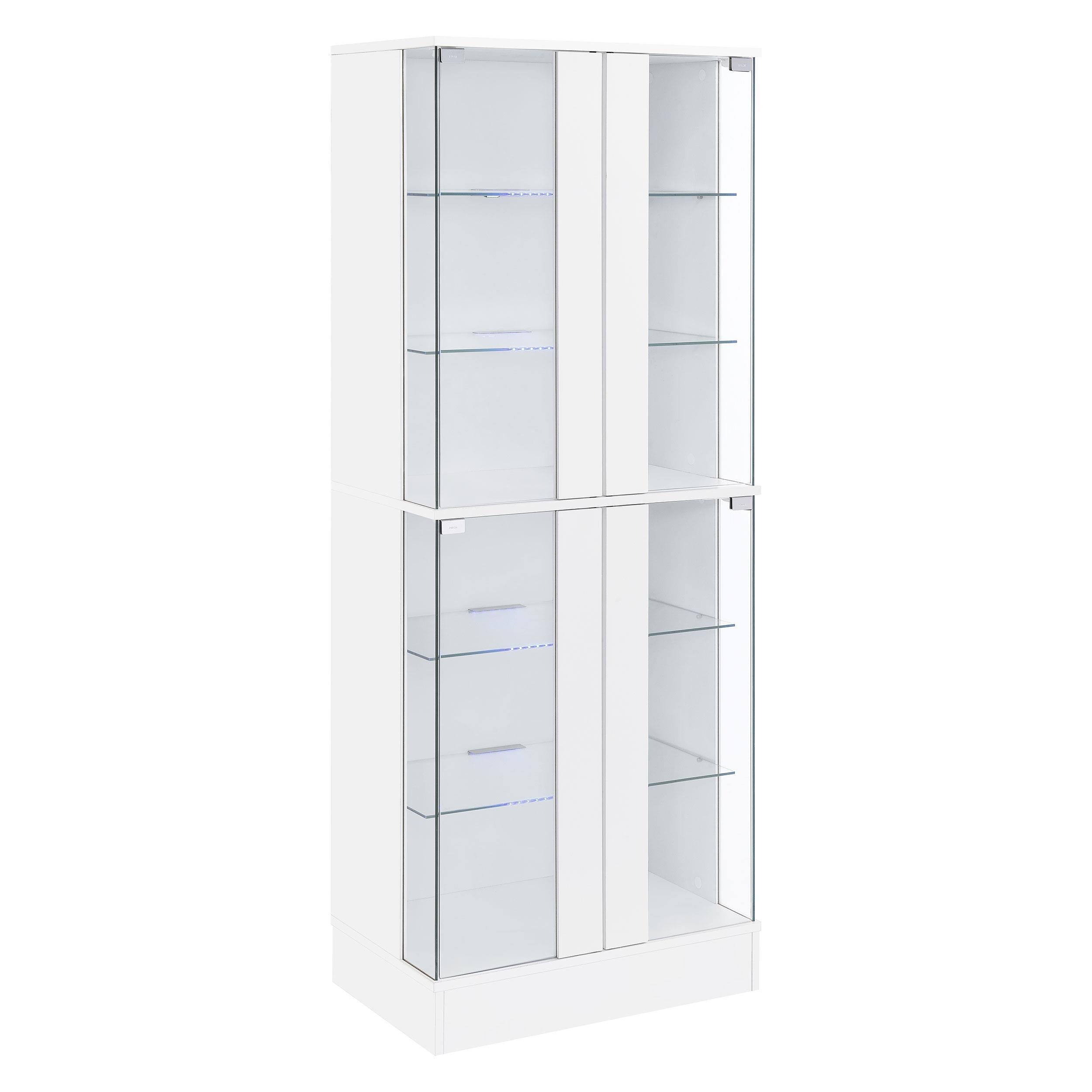Coaster Furniture Cabra 950397 Display Case Curio Cabinet with Glass Shelves and LED Lighting - White High Gloss IMAGE 2