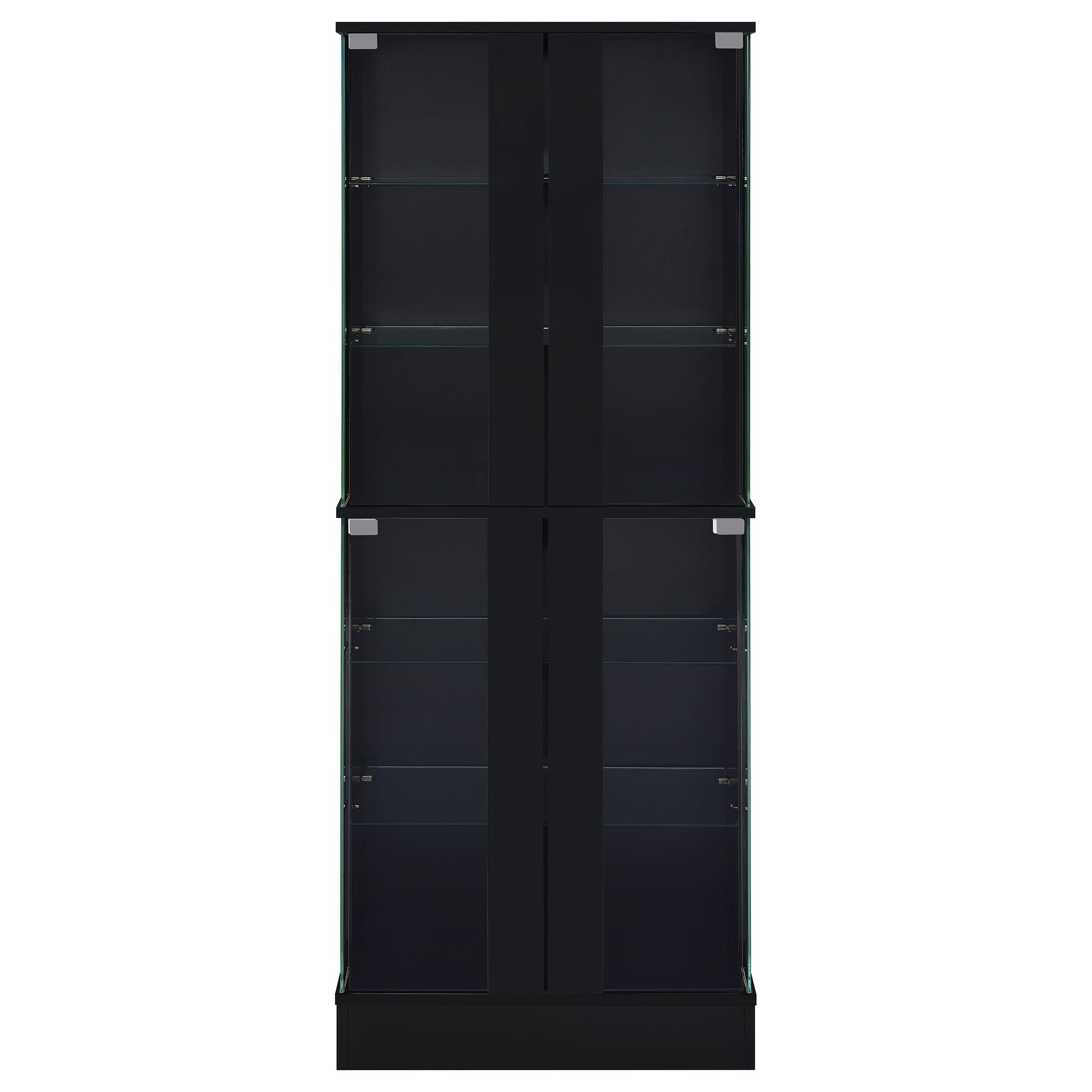 Coaster Furniture Cabra 950398 Display Case Curio Cabinet with Glass Shelves and LED Lighting - Black High Gloss IMAGE 6