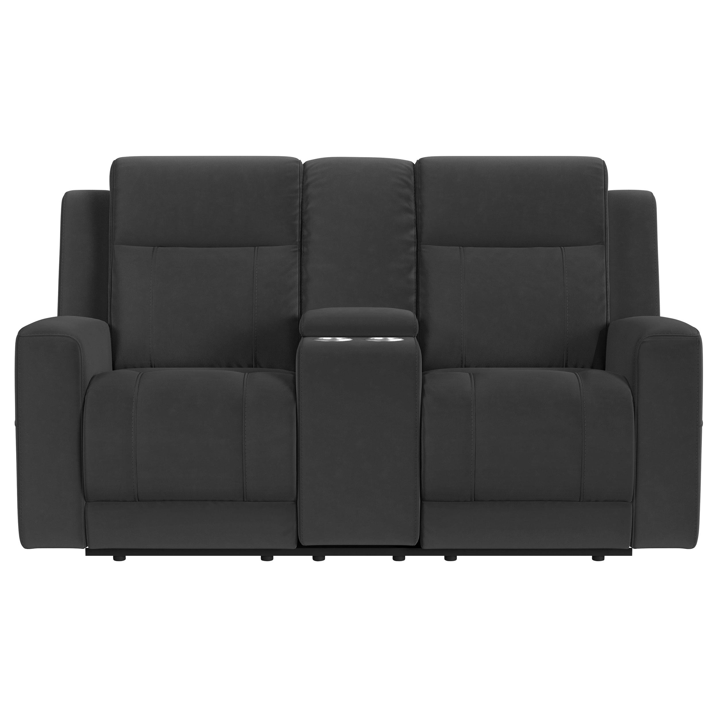 Diamond Modern Furniture COA Brentwood Reclining Fabric Loveseat with Console 610285 IMAGE 2