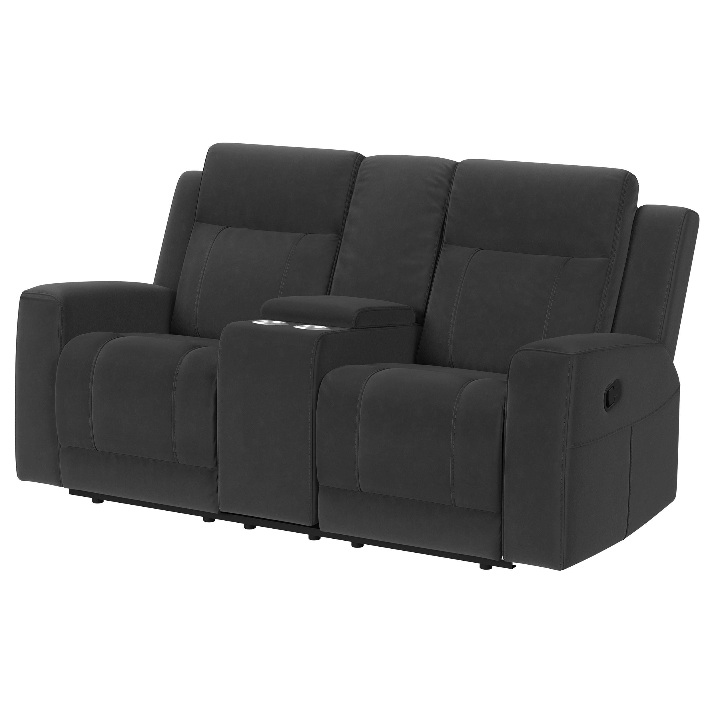 Diamond Modern Furniture COA Brentwood Reclining Fabric Loveseat with Console 610285 IMAGE 3