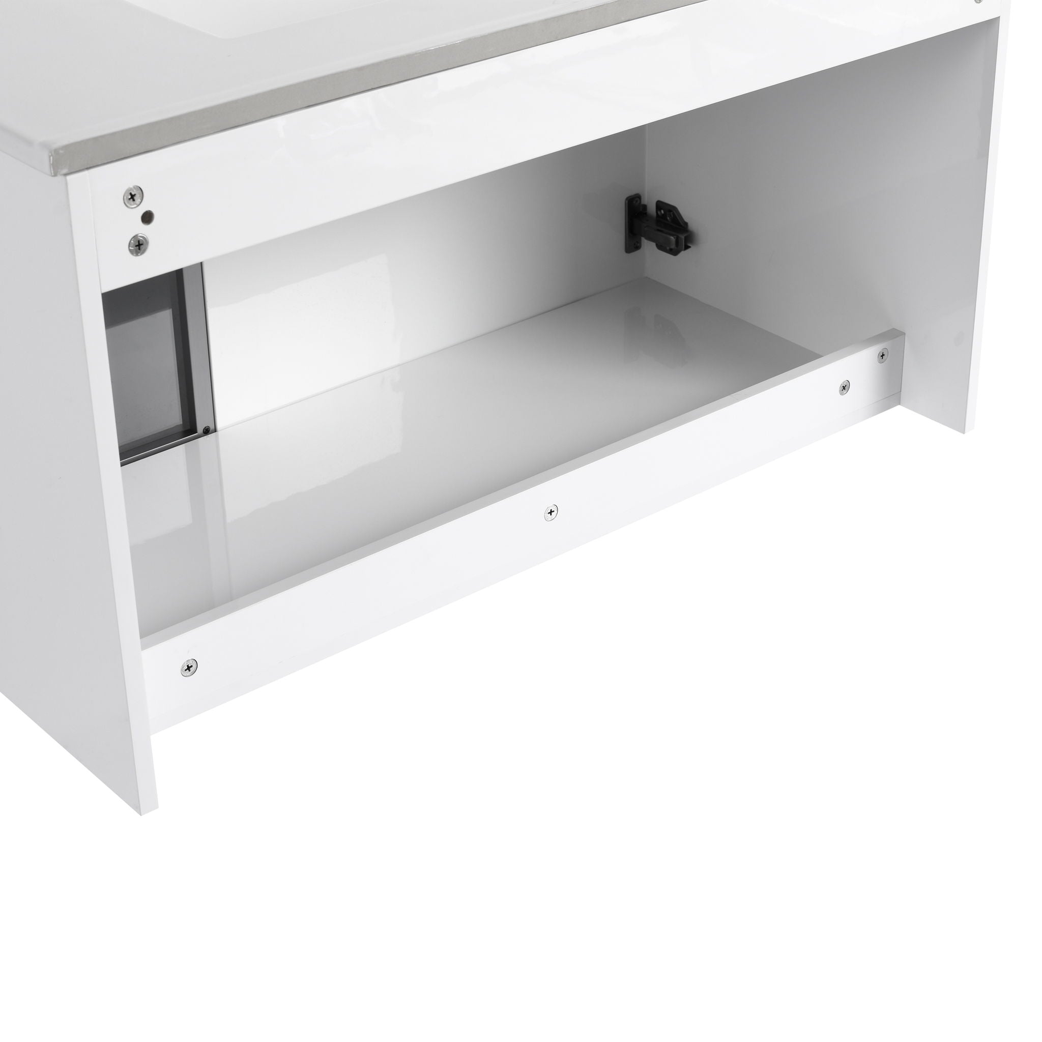 36" (35 1 / 4") Wall Mounted Bathroom Vanity, Cabinet With Half Door (Excluding Sink) - Glossy White