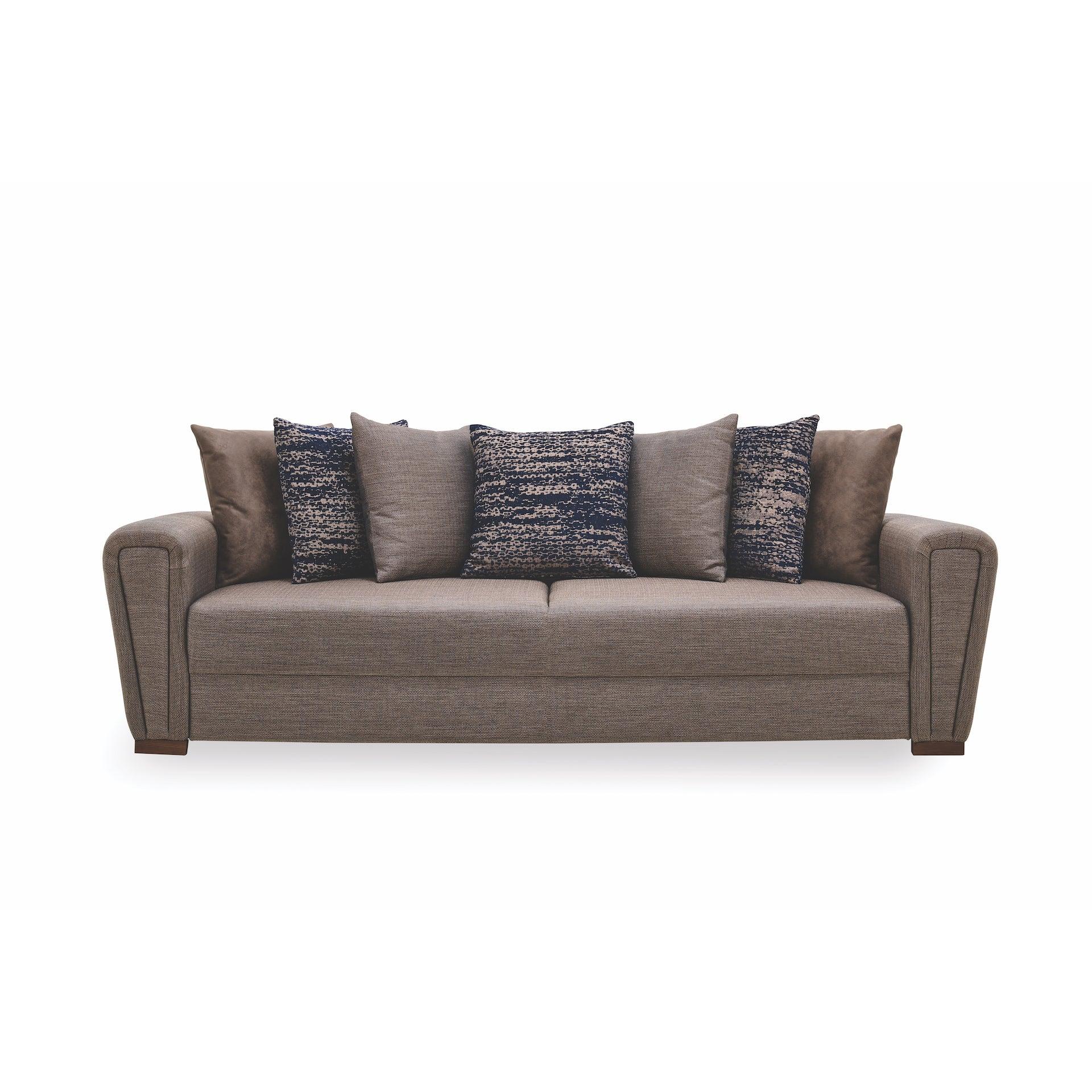 Enza Home Sleepers Sofabeds Brera 3-Seater Sofa Bed with Storage - Brown/Blue IMAGE 1