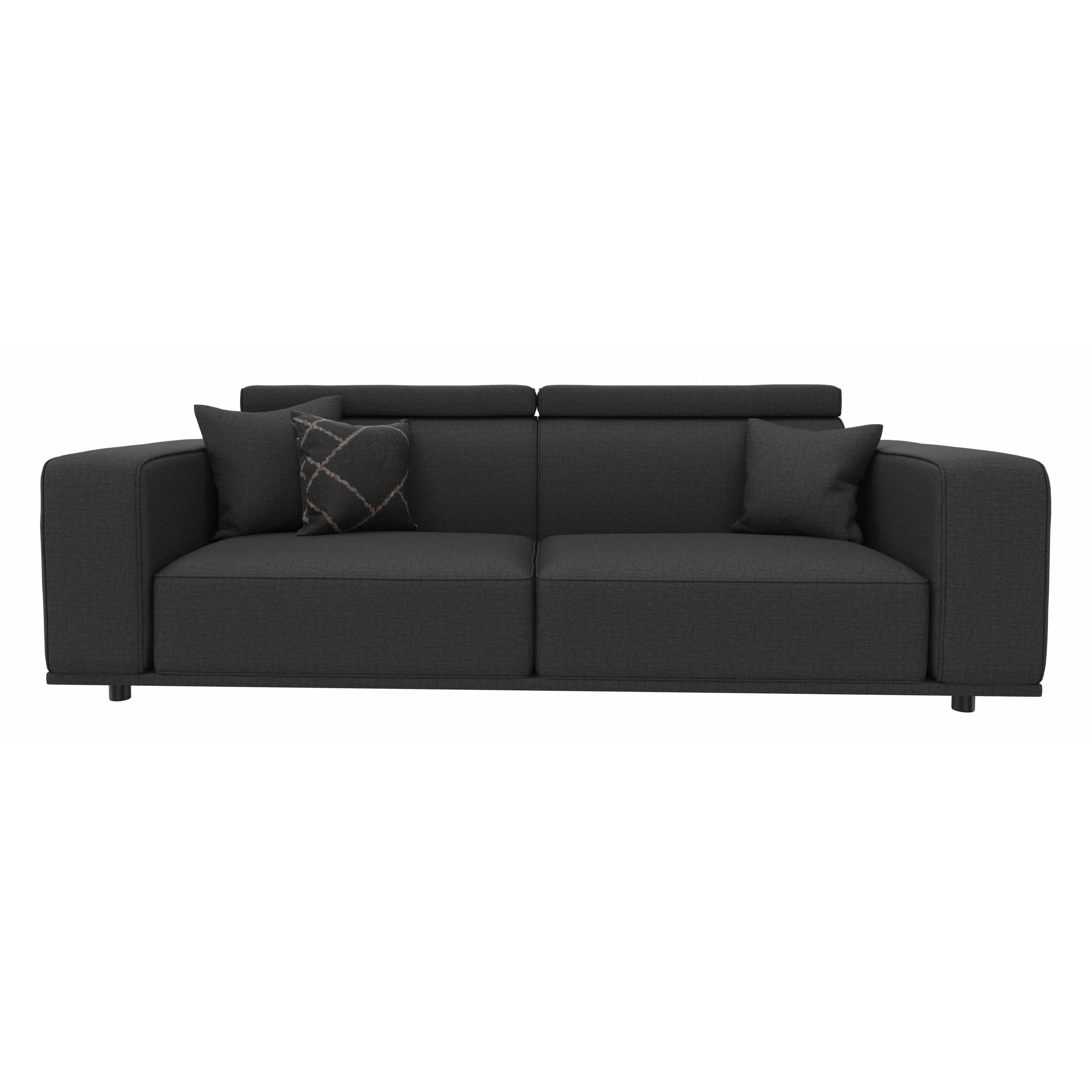 Enza Home Sofas Stationary Milos 3-Seater Sofa - Black IMAGE 1
