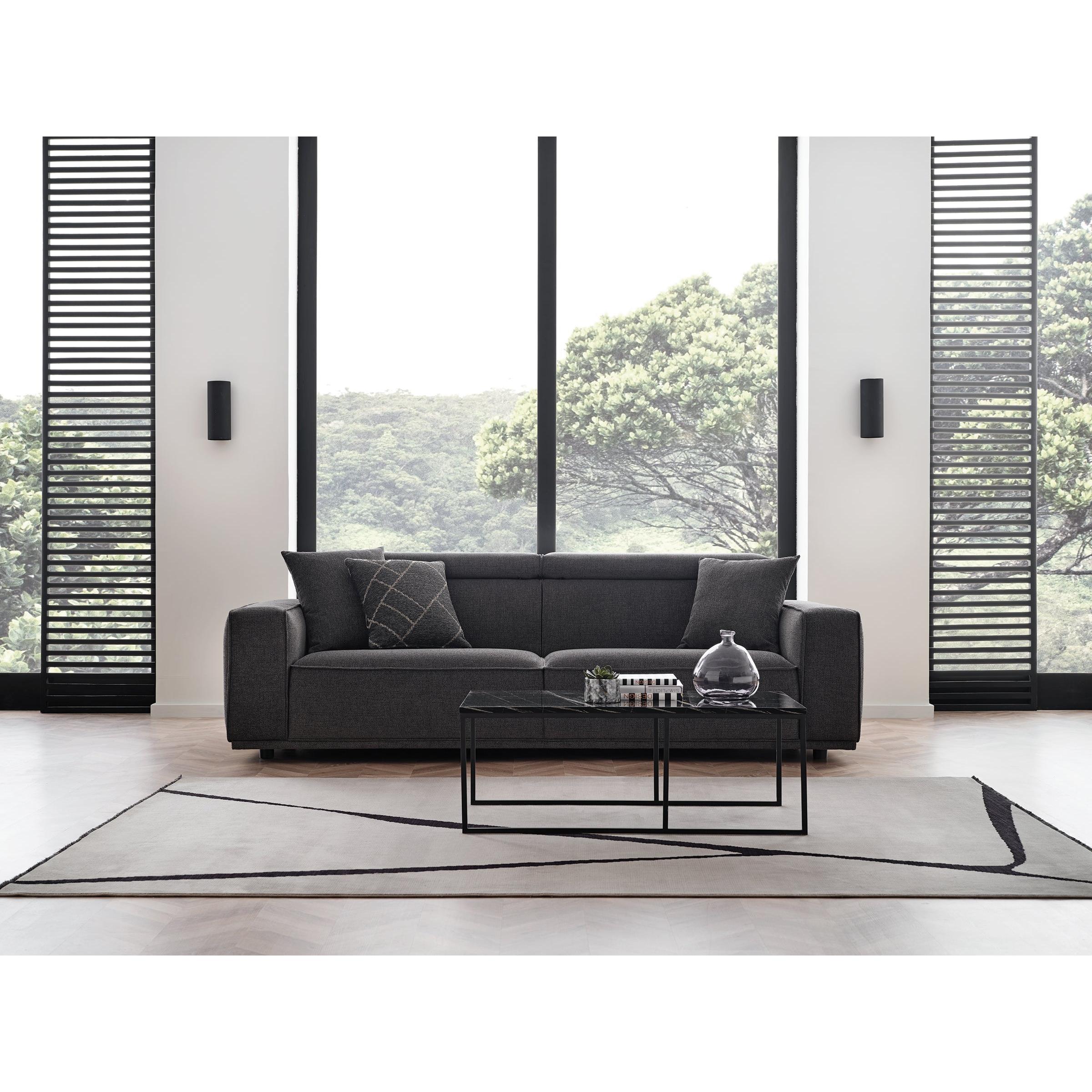 Enza Home Sofas Stationary Milos 3-Seater Sofa - Black IMAGE 2
