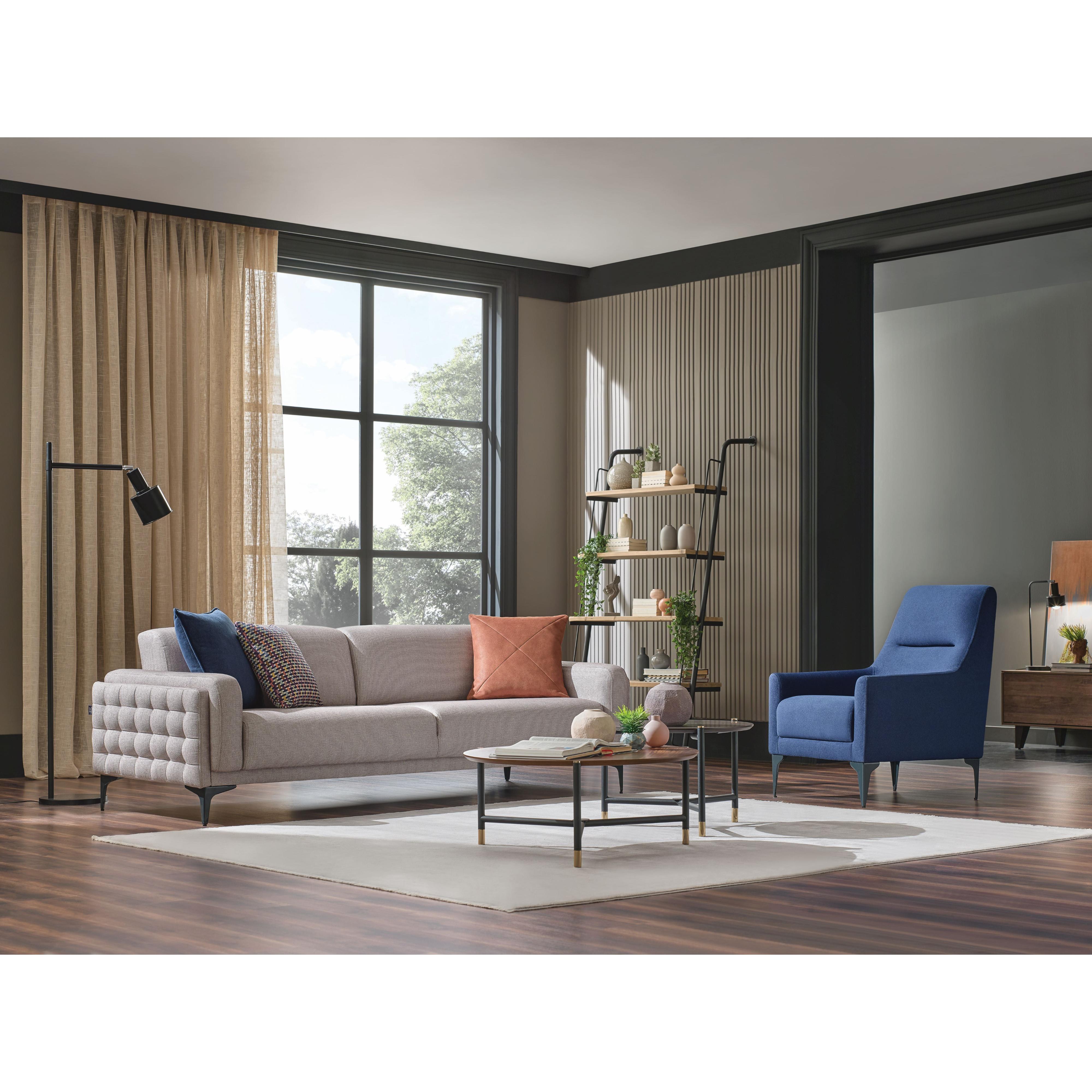 Enza Home Chairs Swivel Giorno Swivel Armchair - Blue IMAGE 2