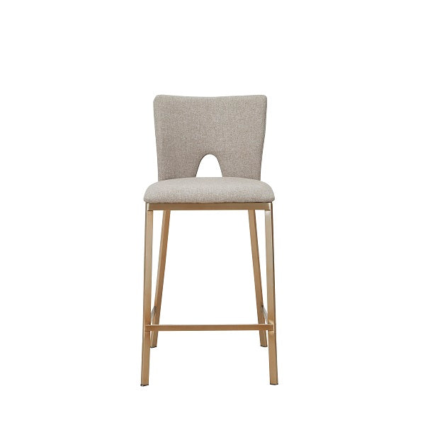 Burton - Contemporary Beige + Brass Counter Stool Set of Two
