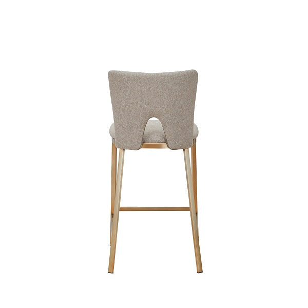 Burton - Contemporary Beige + Brass Counter Stool Set of Two